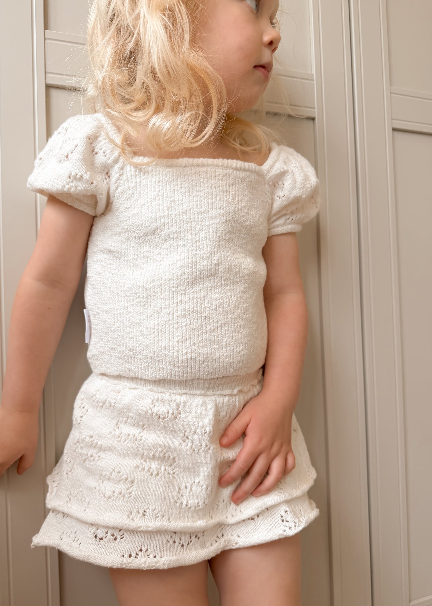 Blossom SKORT | girls textured knit flower pointelle skort