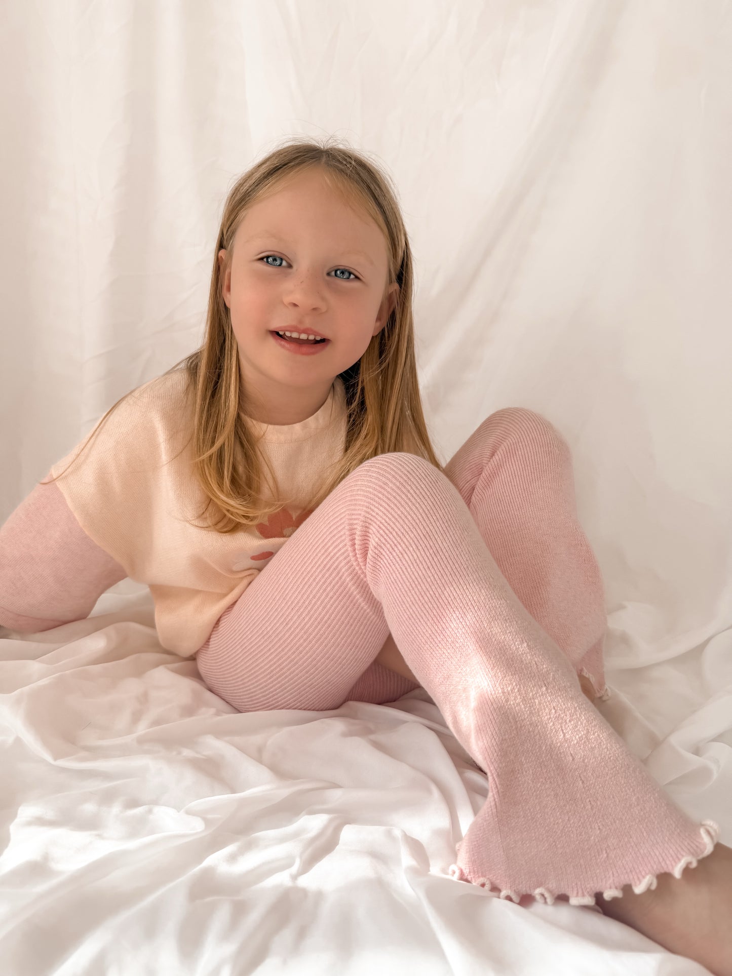 Blossom flares | girls pink knit flares