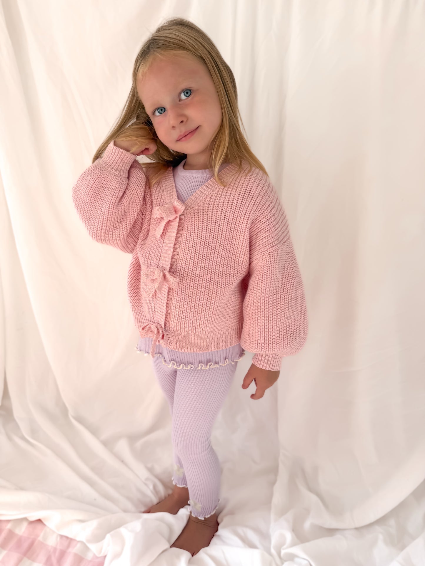 Posie cardigan | girls pink bow cardigan
