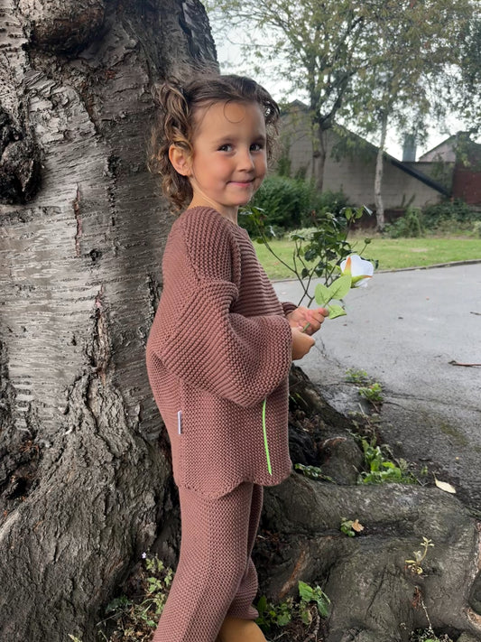 Marlow JUMPER | chunky knit, bubble sleeve brown knit jumper