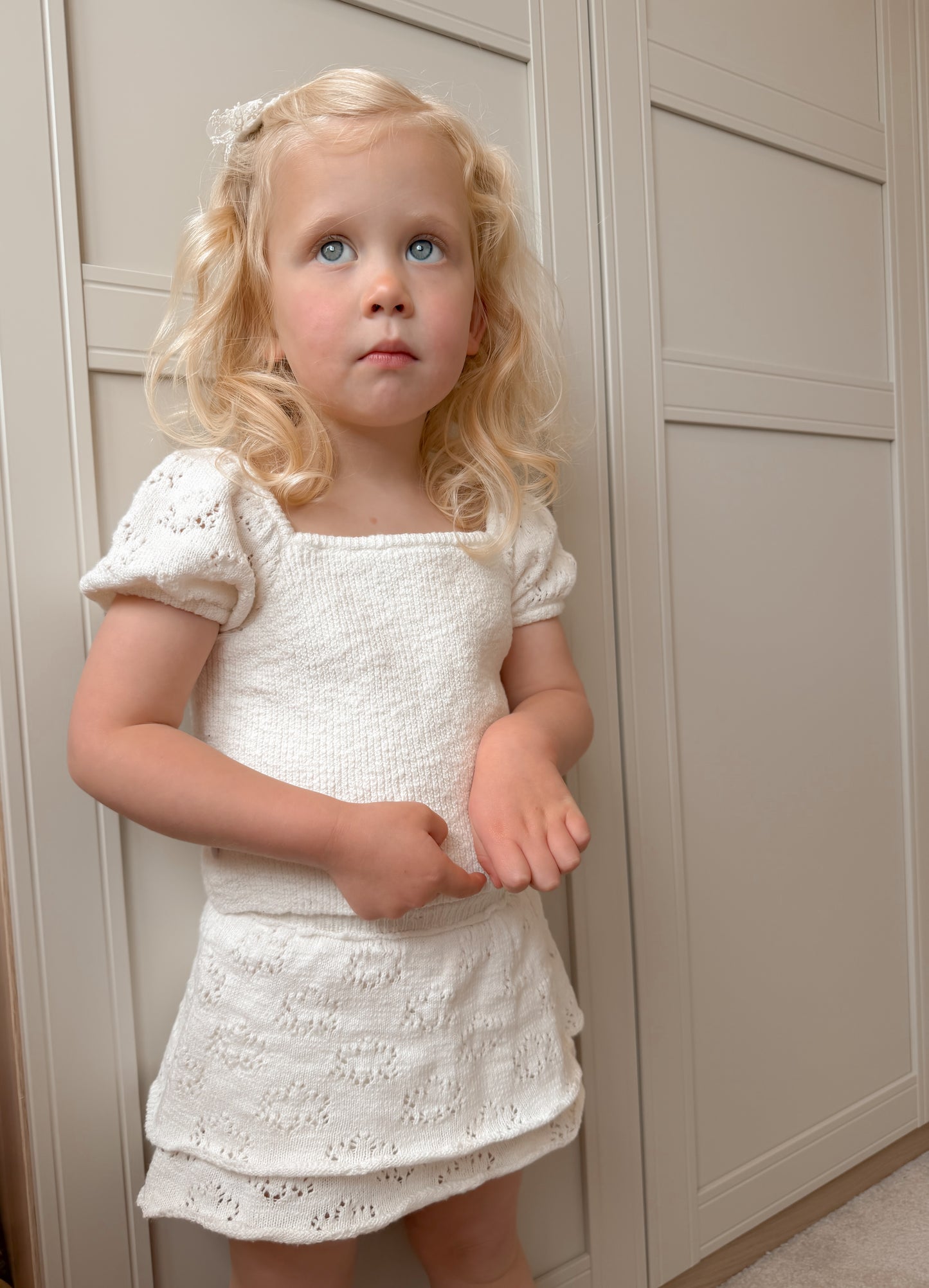 Blossom TOP | girls textured knit bubble sleeve top