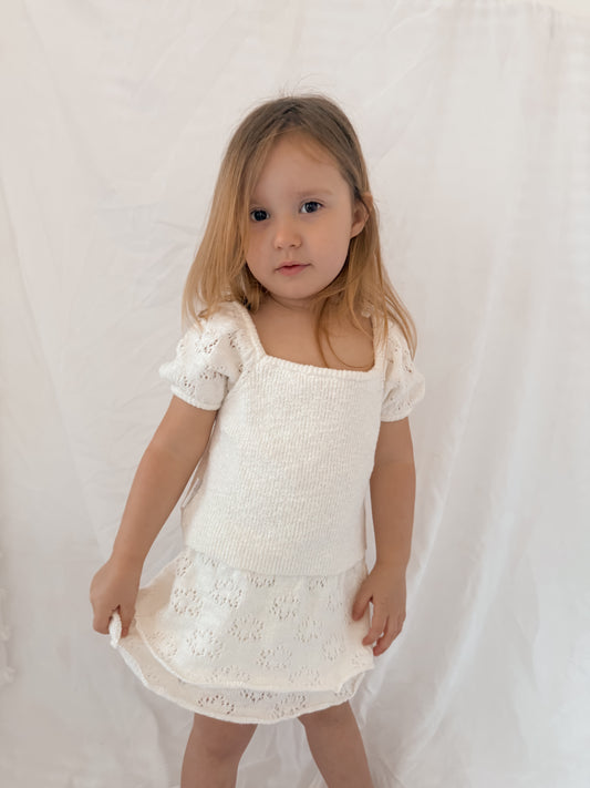 Blossom TOP | girls textured knit bubble sleeve top