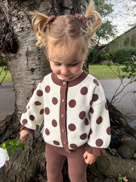 Dotty cardigan | cream and brown polka dot cardigan