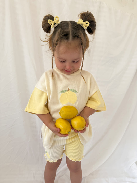 Lemon bike set | girls lemon oversized tee and cycle shorts