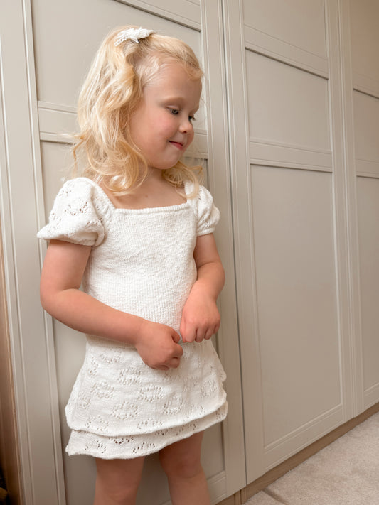 Blossom TOP | girls textured knit bubble sleeve top