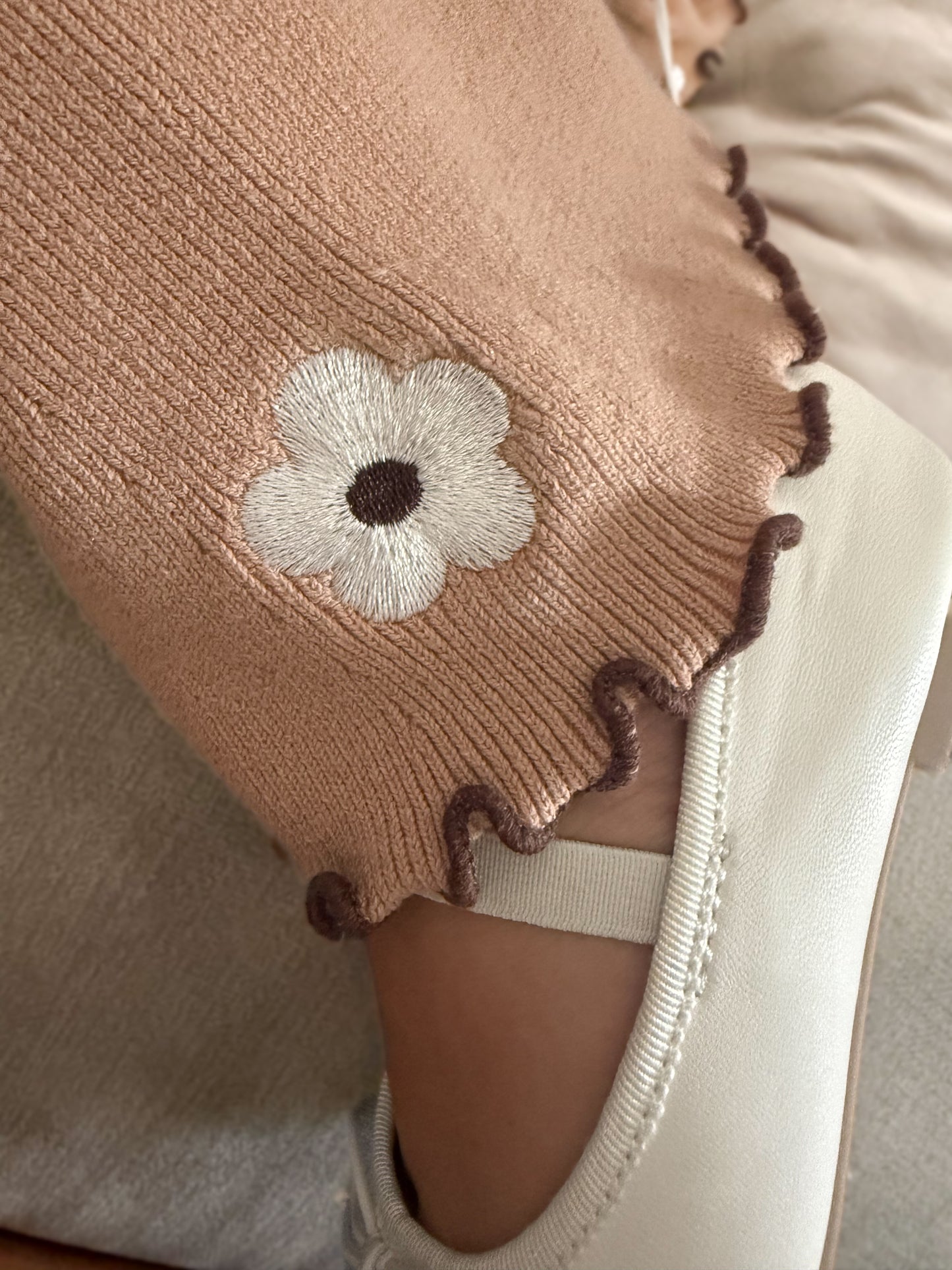 Marlow flares | knit, embroidered flower flared leggings