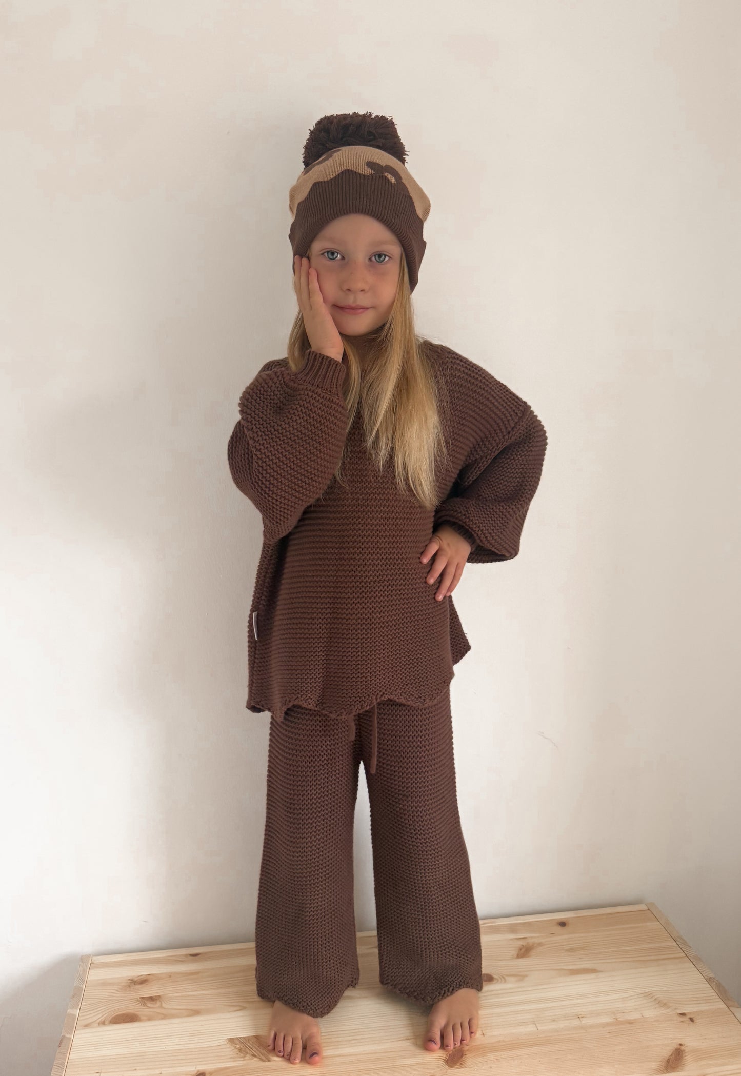 Marlow JUMPER | chunky knit, bubble sleeve brown knit jumper
