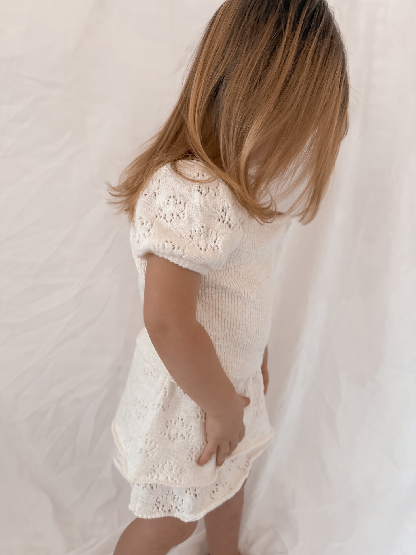 Blossom SKORT | girls textured knit flower pointelle skort