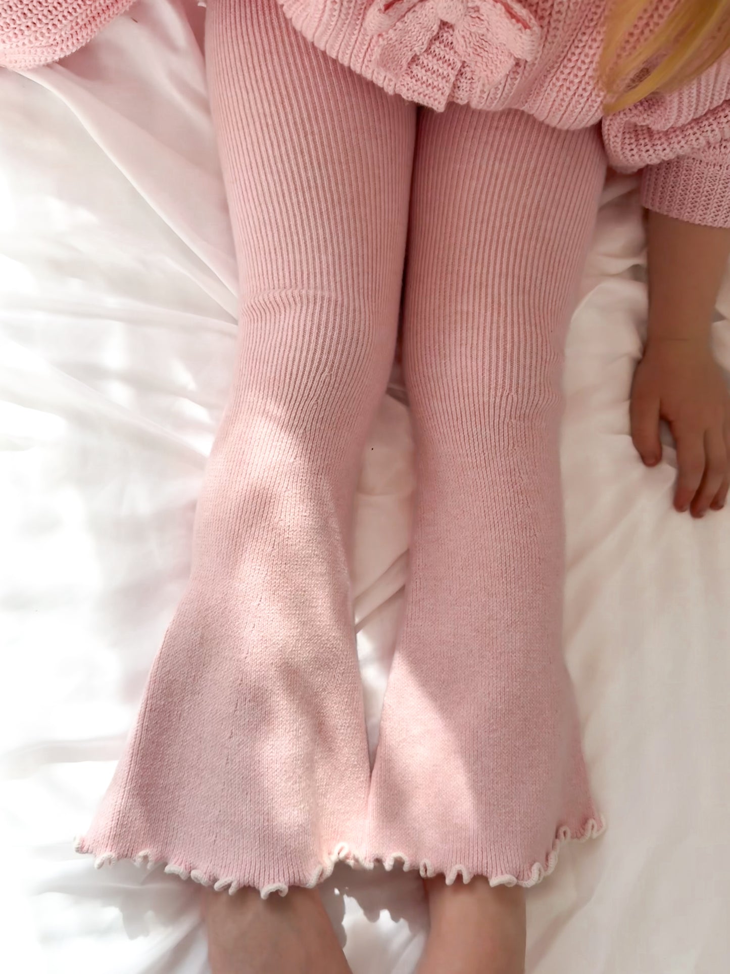 Blossom flares | girls pink knit flares