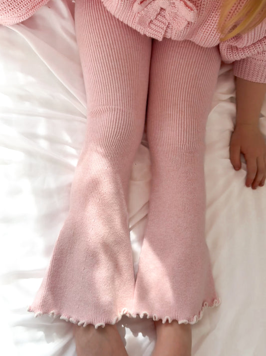 Blossom flares | girls pink knit flares