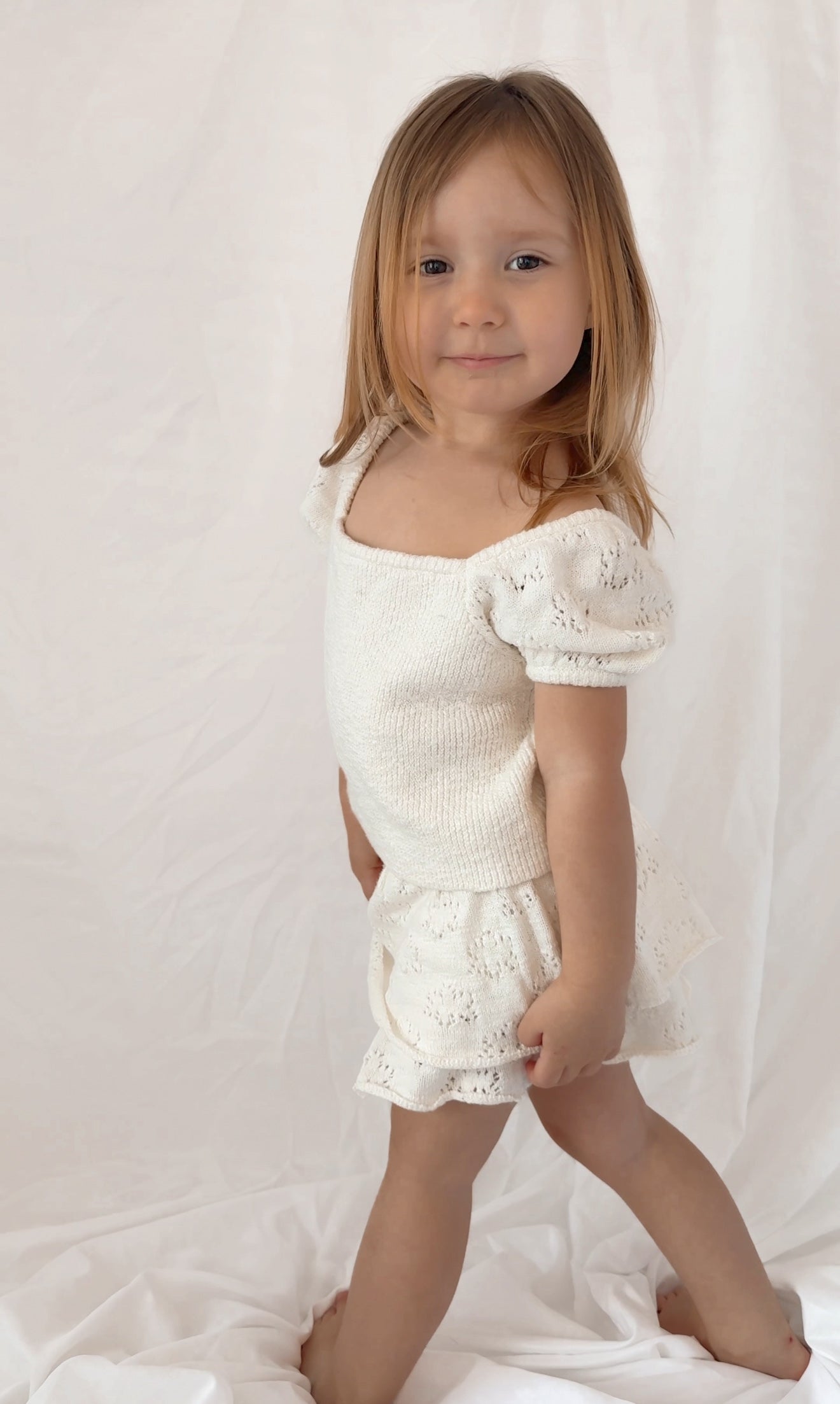 Blossom SKORT | girls textured knit flower pointelle skort